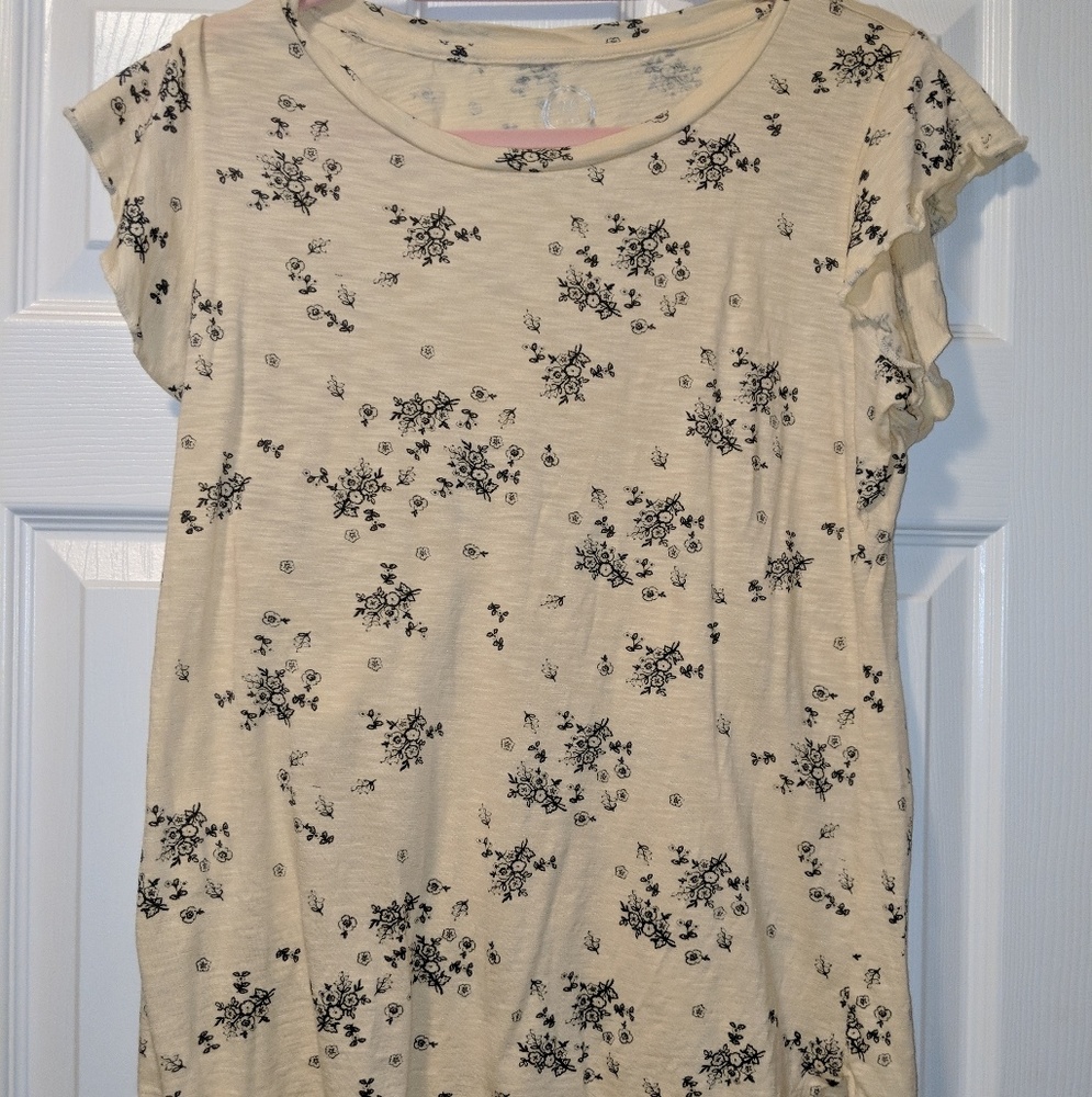 Pima cotton and modal flutter sleeve top
